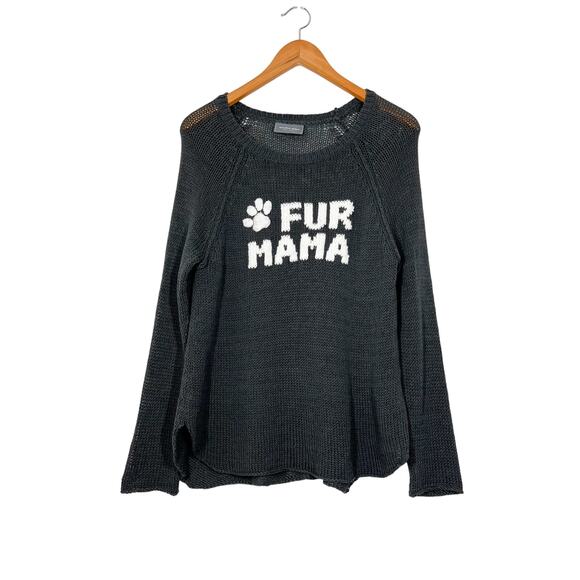 Wooden Ships Sweaters - Wooden Ships Fur Mom Pullover Sweater Sz M Gray Cotton Blend Loose Knit Pet Love